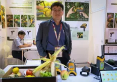 Jay Huang from South-Korea’s SunForest, a developer of portable non-destructive quality meters. One of the company's new products is the Durian DM Meter.